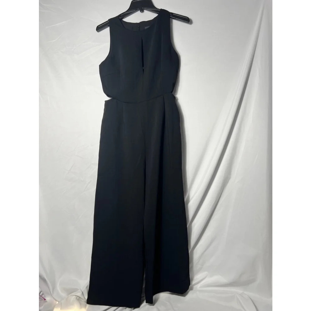 Adelyn Rae Wide-Leg‎ Sleeveless Keyhole Jumpsuit Small Black